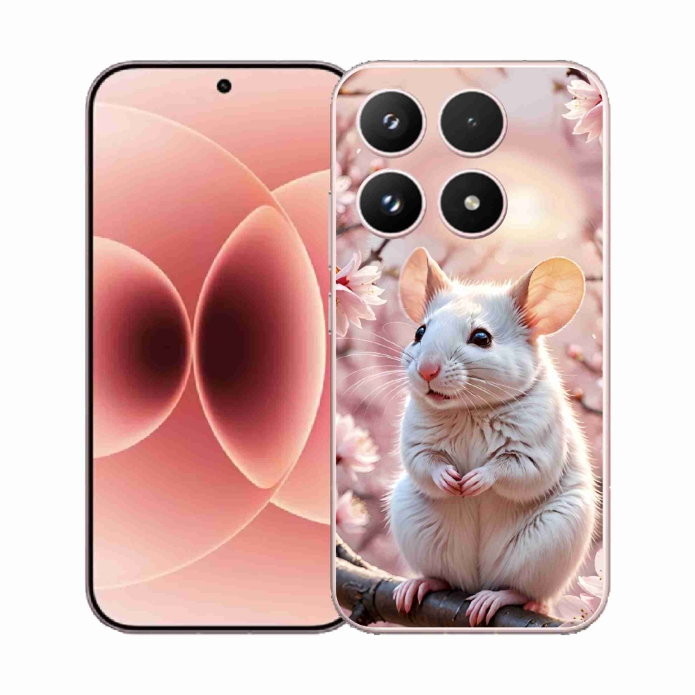 Gélový kryt mmCase na Xiaomi 17 - biela myš na vetve