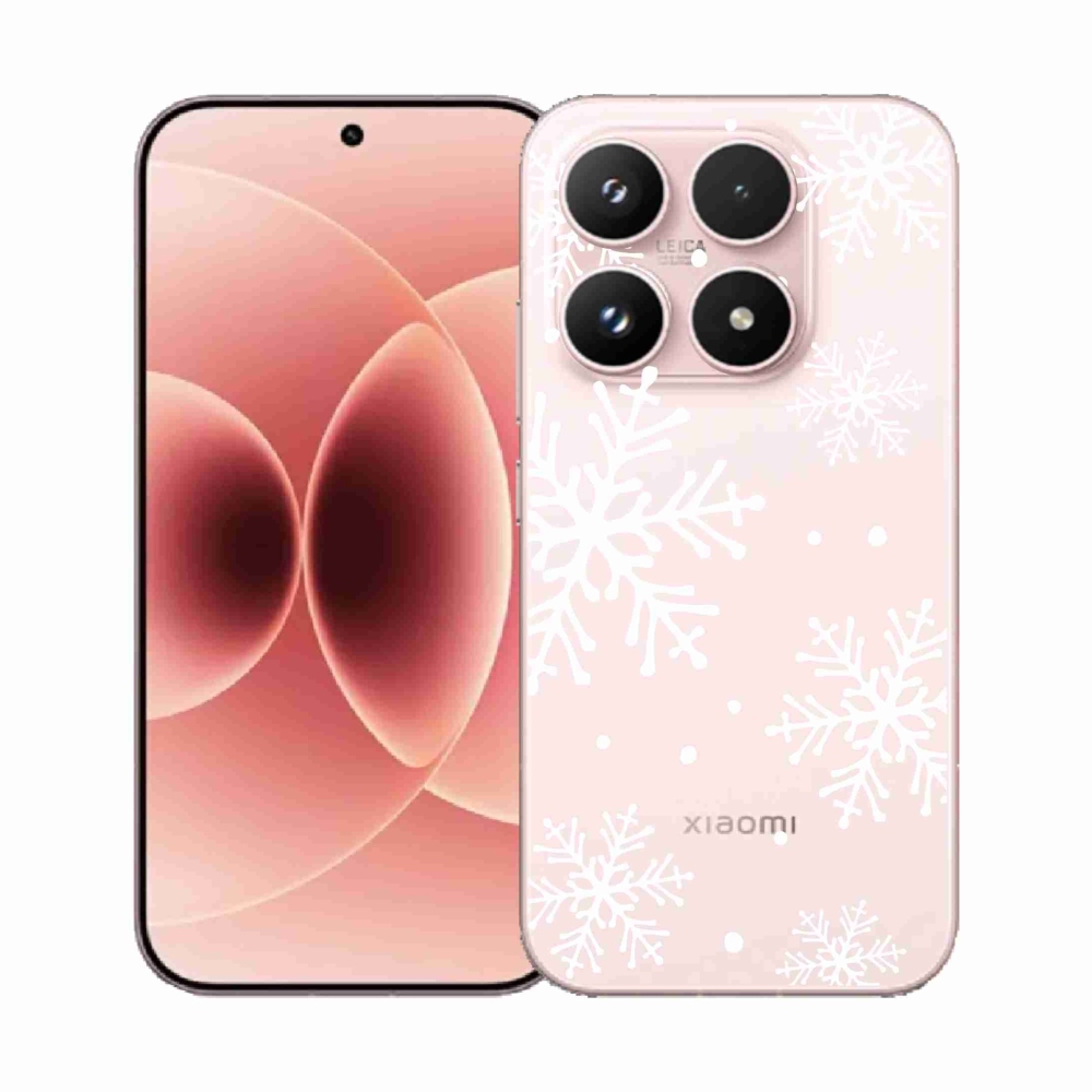 Gélový kryt mmCase na Xiaomi 17 - biele vločky na priehľadnom pozadí