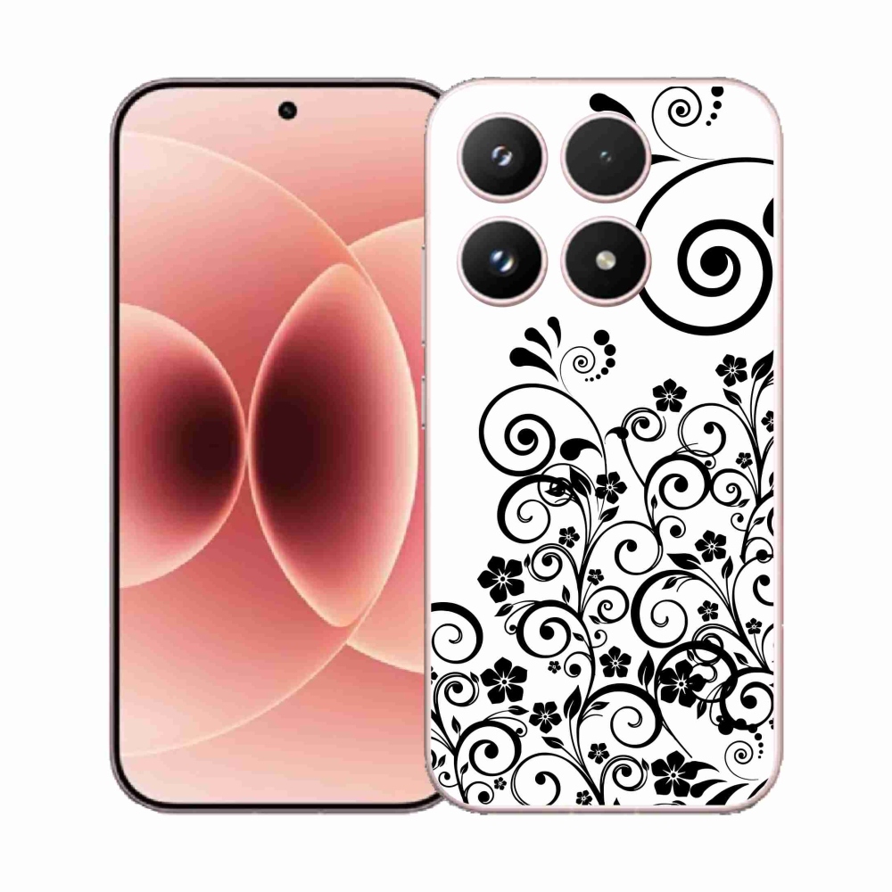 Gélový kryt mmCase na Xiaomi 17 - čiernobiele kvetinové vzory