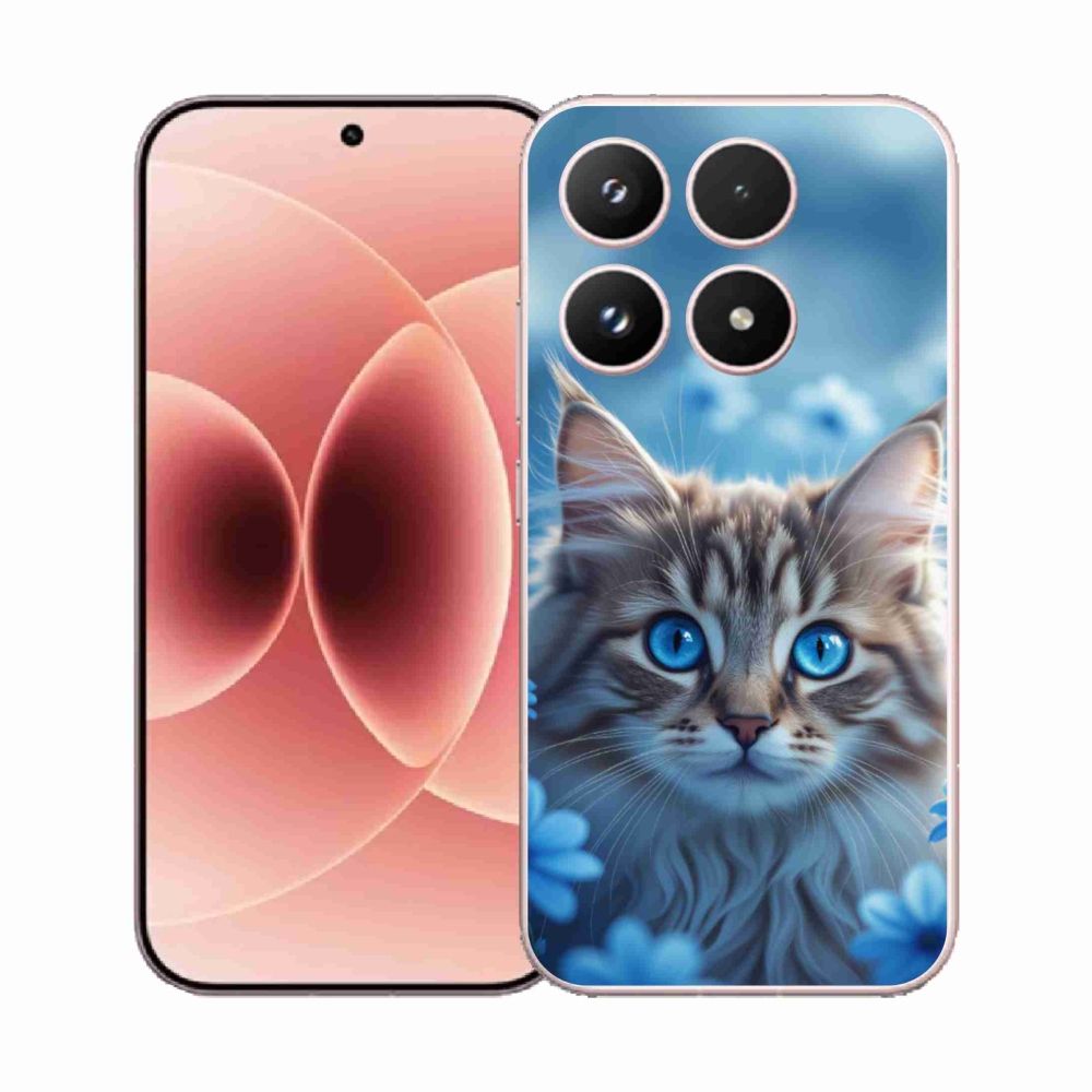 Gélový kryt mmCase na Xiaomi 17 - mačiatko v modrých kvetoch