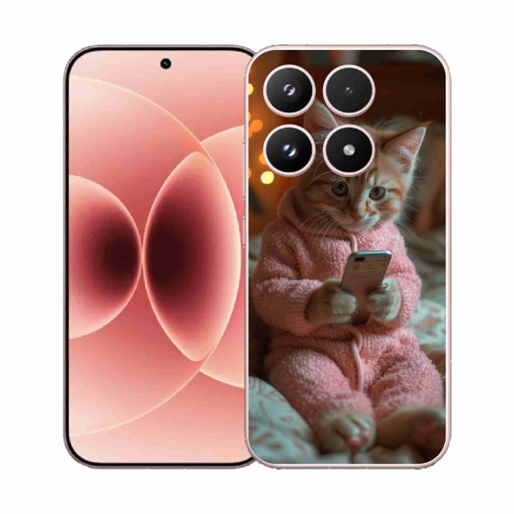Gélový kryt mmCase na Xiaomi 17 - mačiatko s mobilom