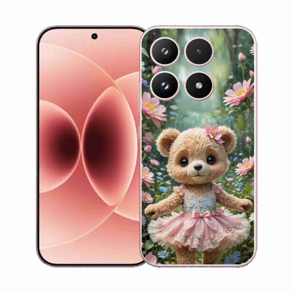 Gélový kryt mmCase na Xiaomi 17 - roztomilý medvedík v kvetoch