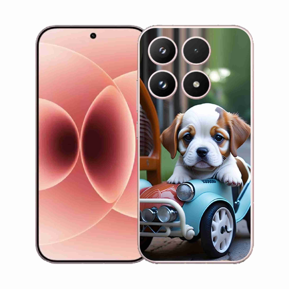 Gélový kryt mmCase na Xiaomi 17 - šteňa v retro aute