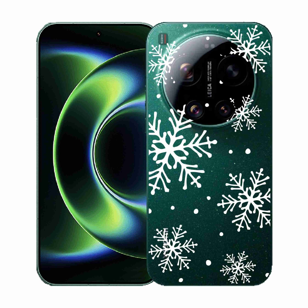 Gélový kryt mmCase na Xiaomi 17 Ultra - biele vločky na priehľadnom pozadí