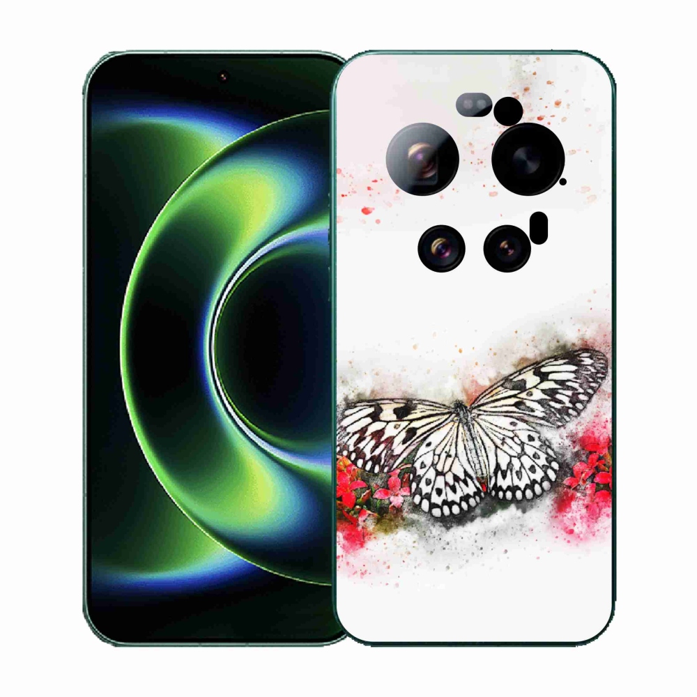Gélový kryt mmCase na Xiaomi 17 Ultra - čiernobiely motýľ