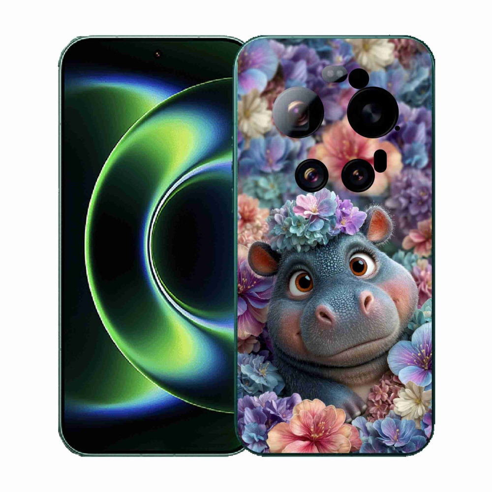 Gélový kryt mmCase na Xiaomi 17 Ultra - hrošík v kvetoch