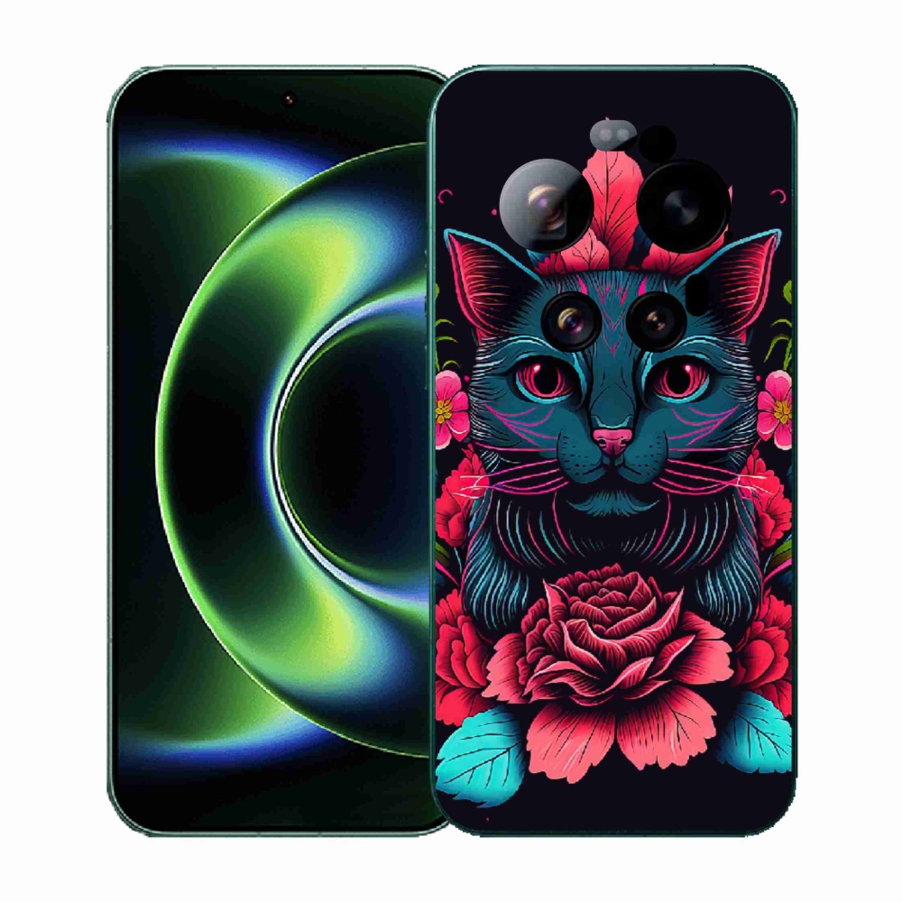 Gélový kryt mmCase na Xiaomi 17 Ultra - kvety a mačka