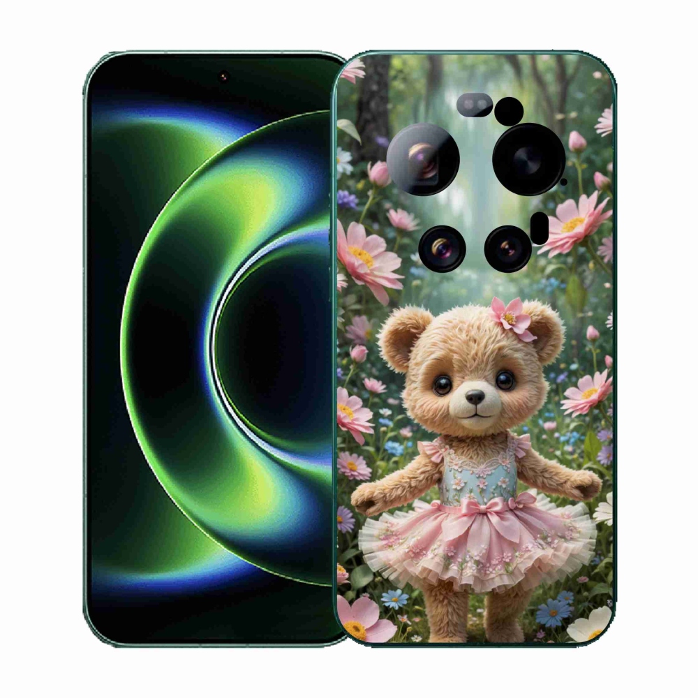 Gélový kryt mmCase na Xiaomi 17 Ultra - roztomilý medvedík v kvetoch