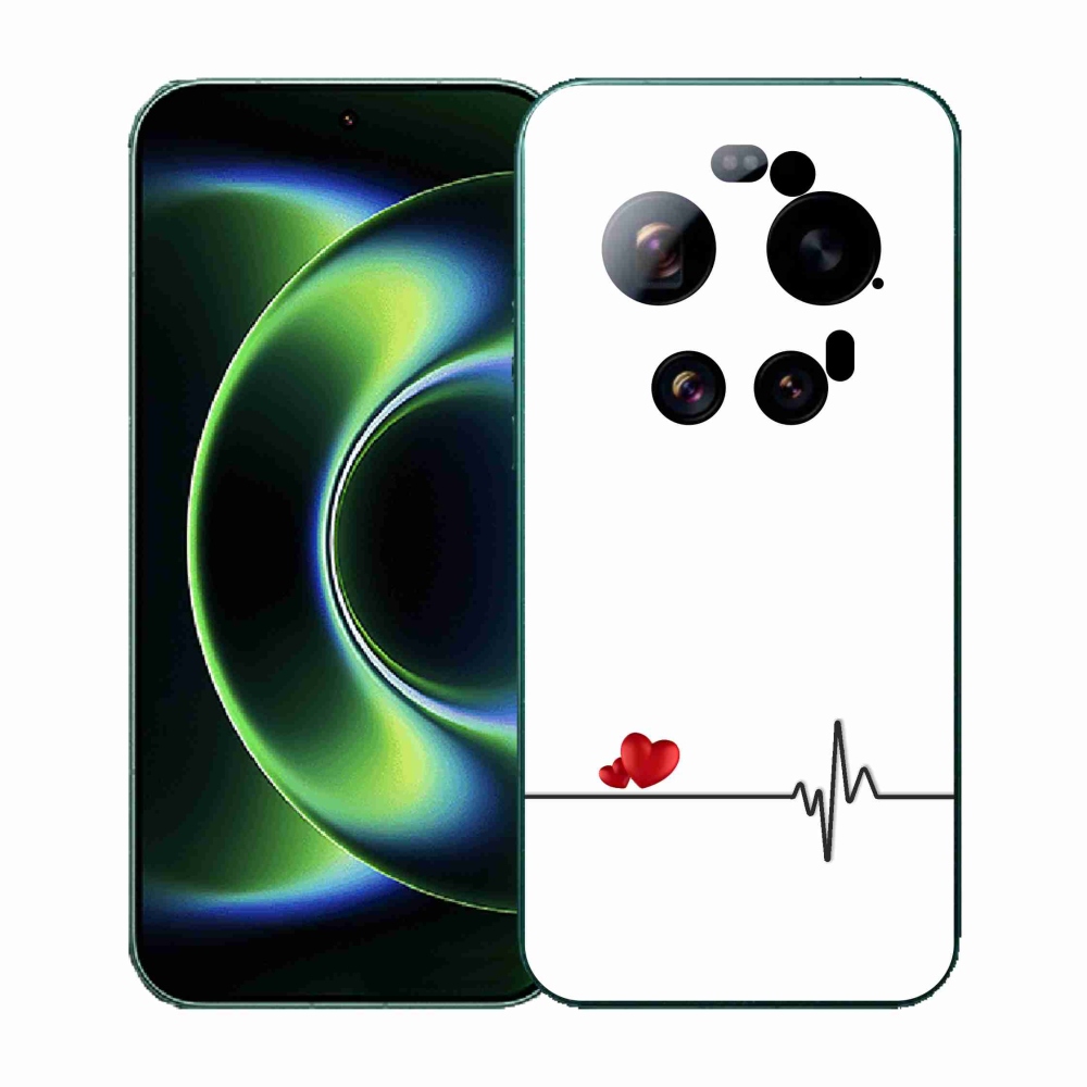 Gélový kryt mmCase na Xiaomi 17 Ultra - srdce a tep biele pozadie