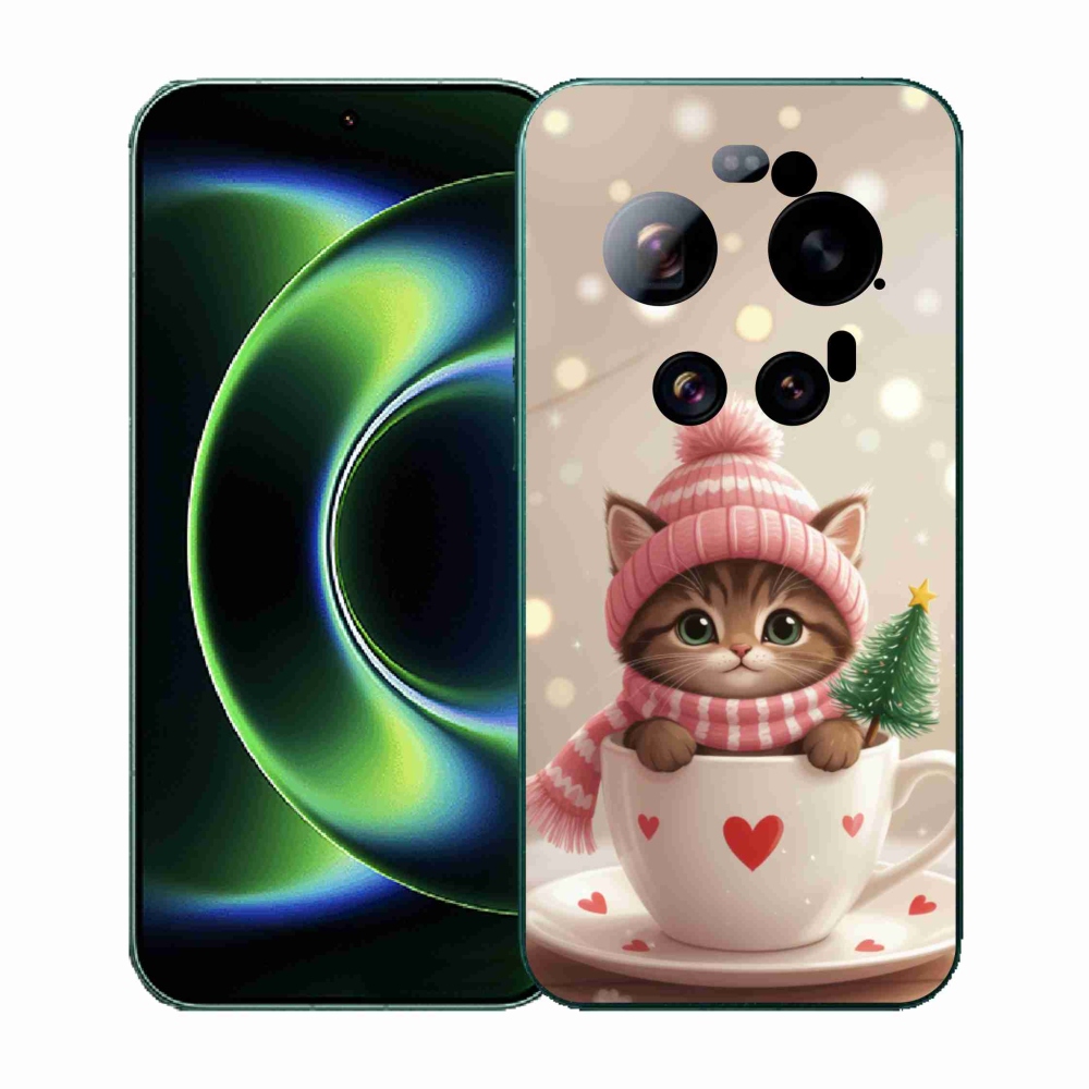 Gélový kryt mmCase na Xiaomi 17 Ultra - vianočné mačiatko v hrnčeku