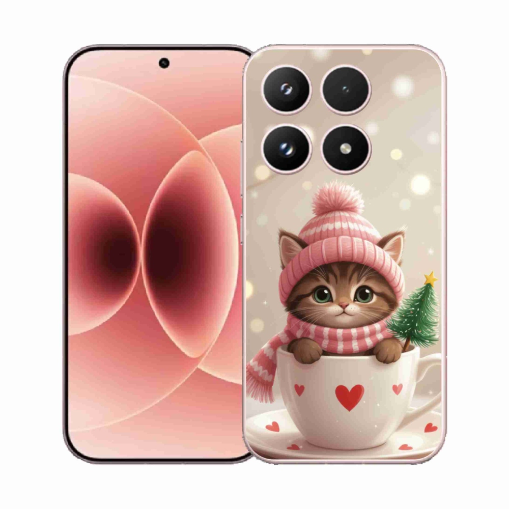 Gélový kryt mmCase na Xiaomi 17 - vianočné mačiatko v hrnčeku