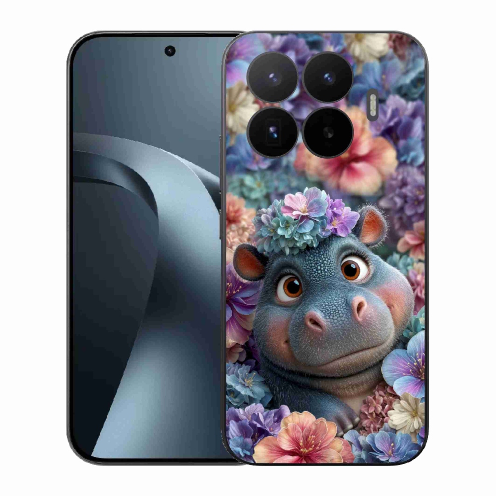 Gélový kryt mmCase na Xiaomi 17T - hrošík v kvetoch