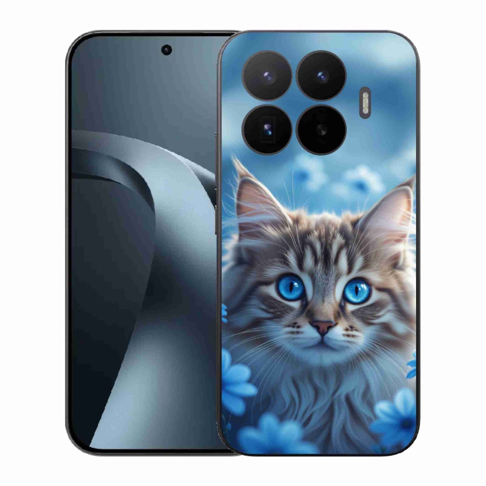 Gélový kryt mmCase na Xiaomi 17T - mačiatko v modrých kvetoch