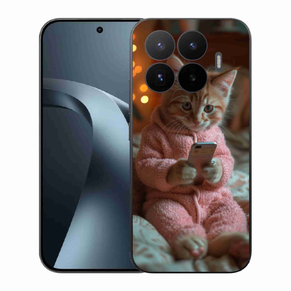 Gélový kryt mmCase na Xiaomi 17T - mačiatko s mobilom