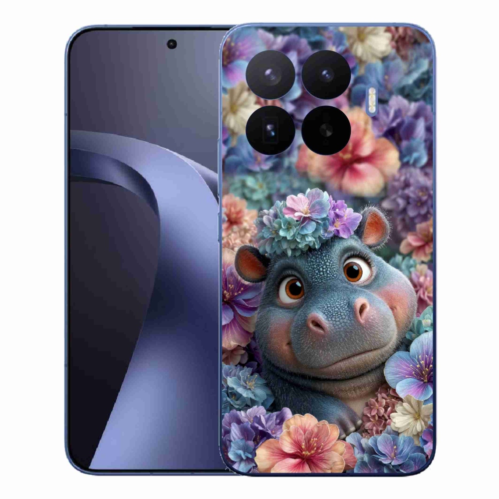 Gélový kryt mmCase na Xiaomi 17T Pro - hrošík v kvetoch
