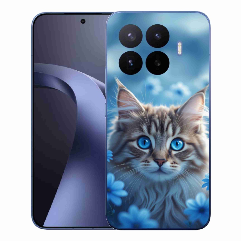Gélový kryt mmCase na Xiaomi 17T Pro - mačiatko v modrých kvetoch