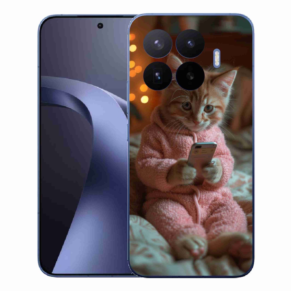Gélový kryt mmCase na Xiaomi 17T Pro - mačiatko s mobilom