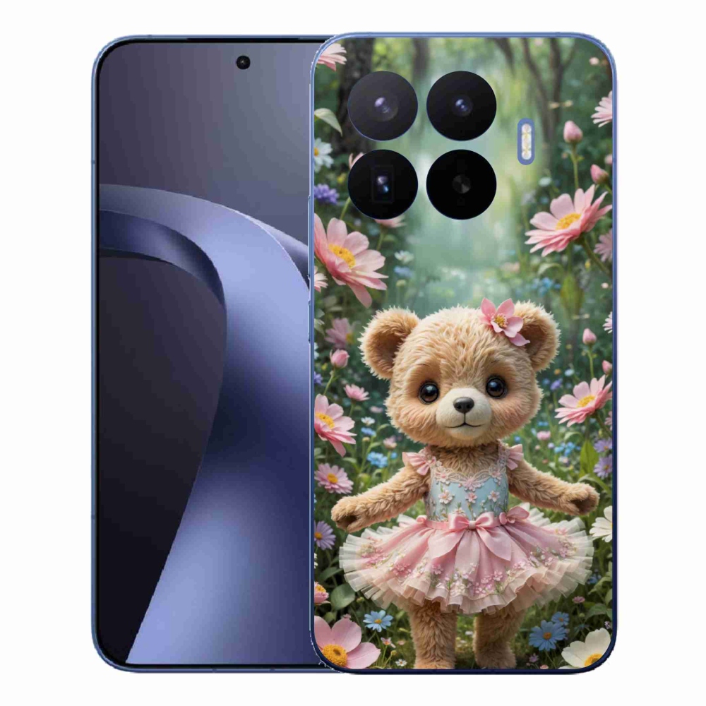 Gélový kryt mmCase na Xiaomi 17T Pro - roztomilý medvedík v kvetoch
