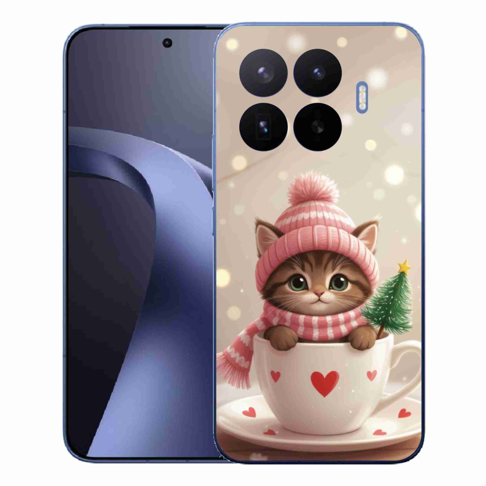 Gélový kryt mmCase na Xiaomi 17T Pro - vianočné mačiatko v hrnčeku