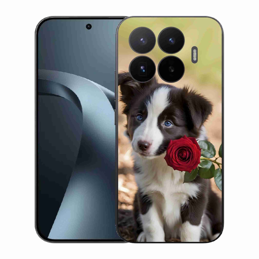 Gélový kryt mmCase na Xiaomi 17T - roztomilá border kólia s ružou