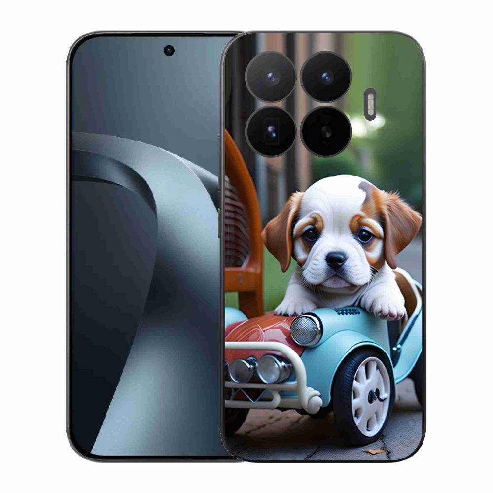 Gélový kryt mmCase na Xiaomi 17T - šteňa v retro aute