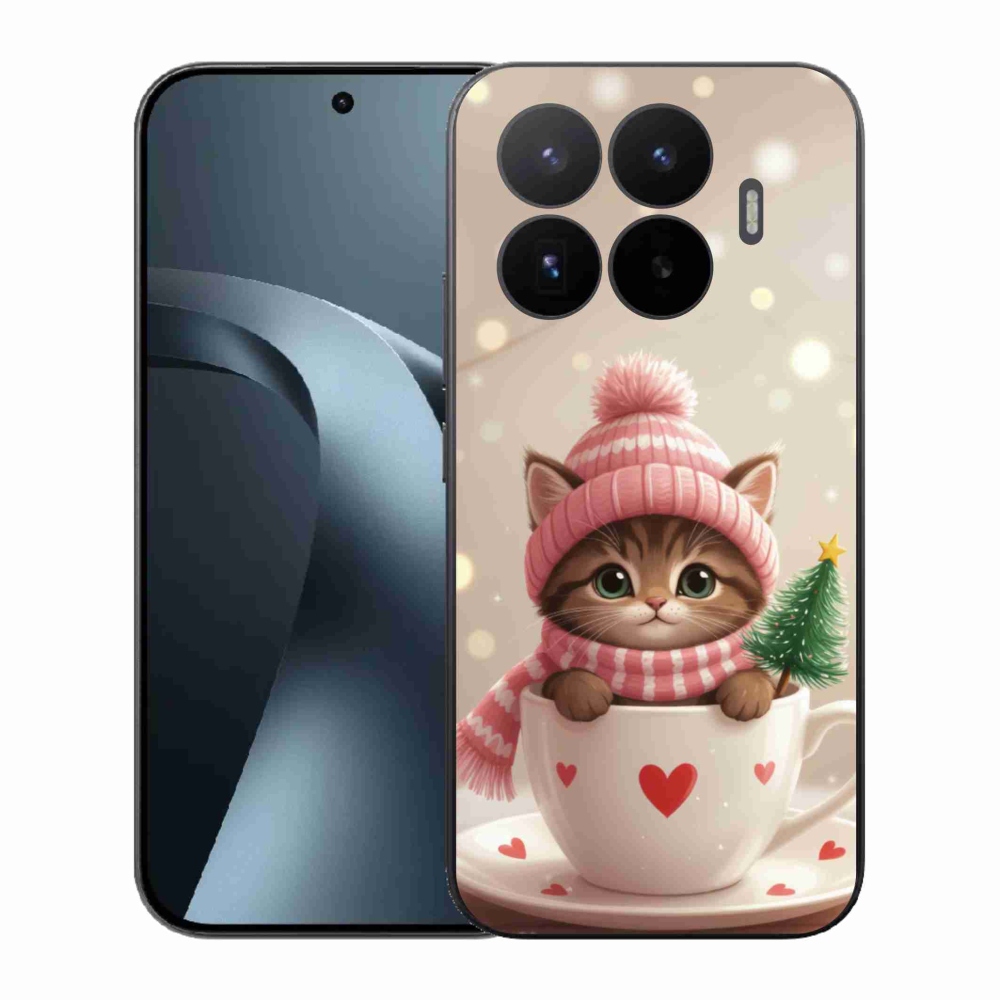 Gélový kryt mmCase na Xiaomi 17T - vianočné mačiatko v hrnčeku