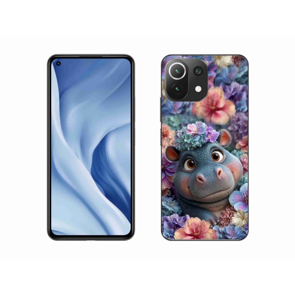 Gélový kryt mmCase na Xiaomi Mi 11 Lite /5G - hrošík v kvetoch