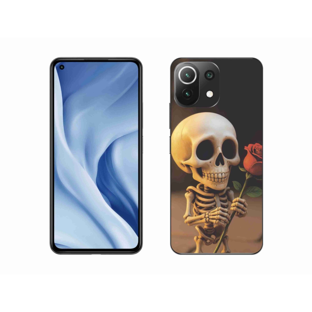 Gélový kryt mmCase na Xiaomi MI 11 Lite/5G - kostlivec s ružou
