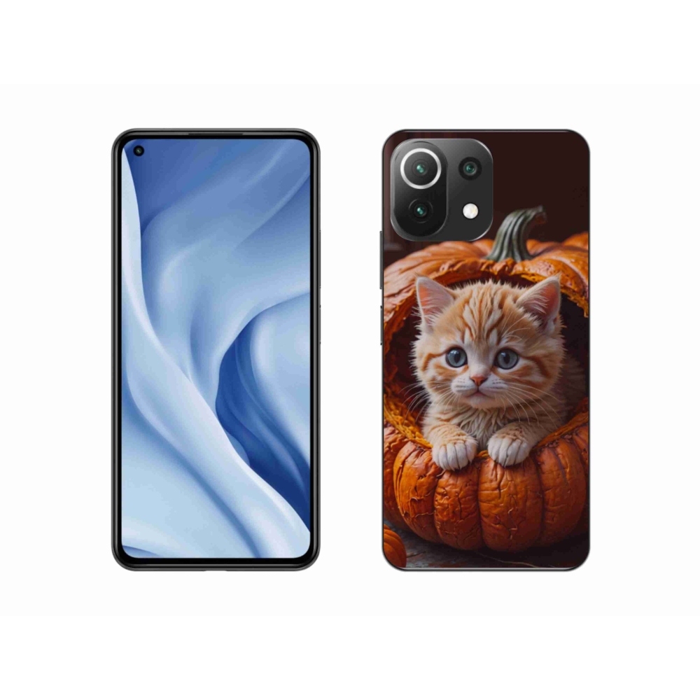Gélový kryt mmCase na Xiaomi MI 11 Lite/5G - mačiatko a tekvica 2