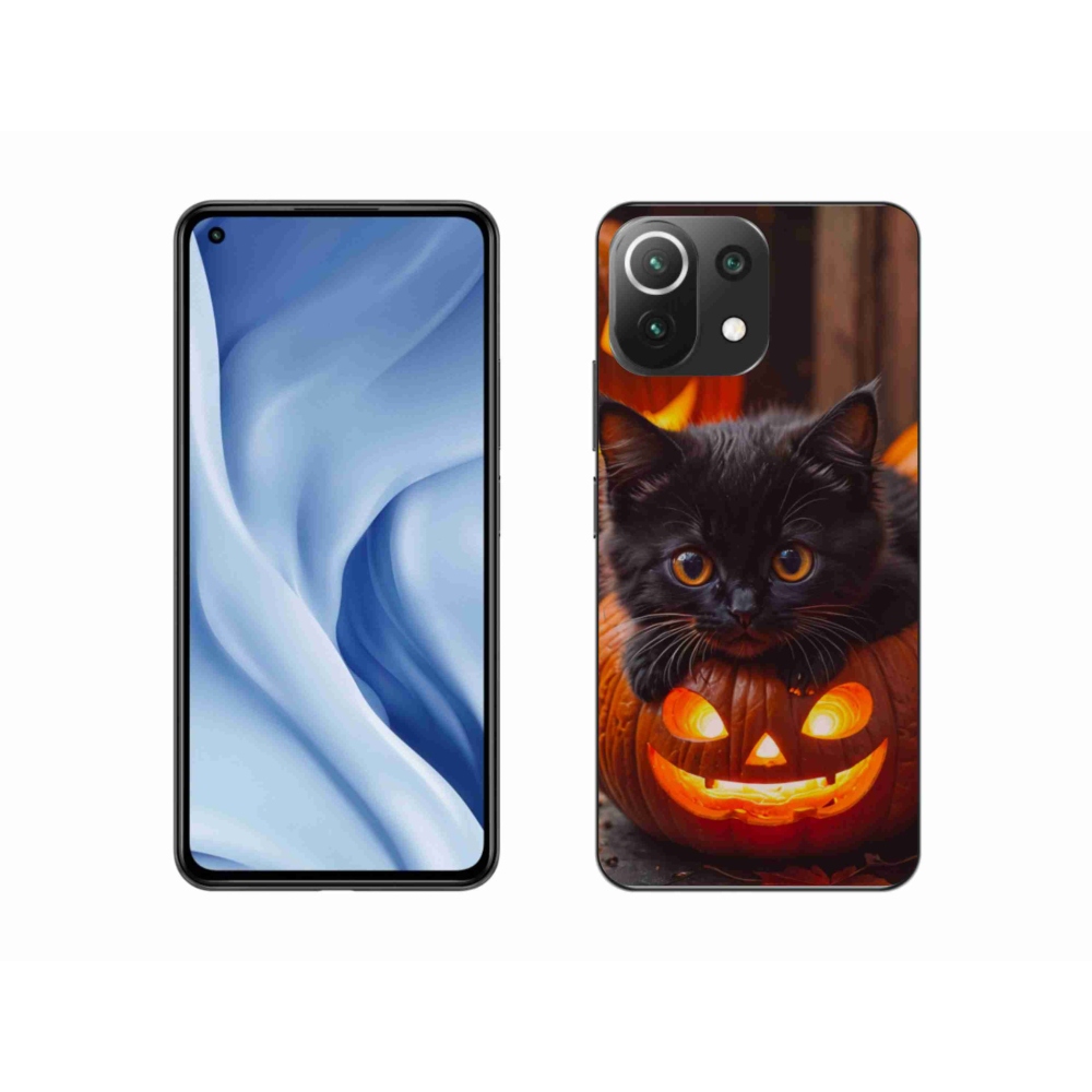 Gélový kryt mmCase na Xiaomi MI 11 Lite/5G - mačiatko a tekvica