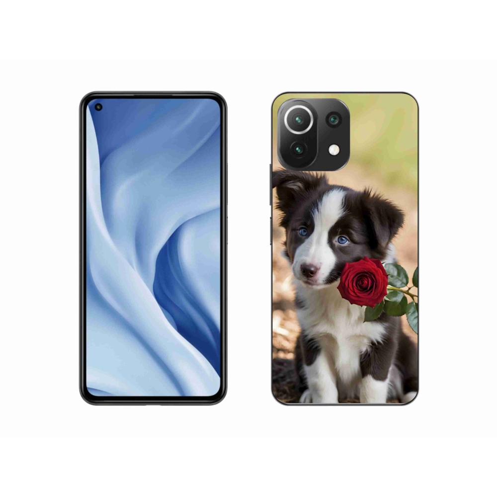 Gélový kryt mmCase na Xiaomi Mi 11 Lite /5G - roztomilá border kólia s ružou