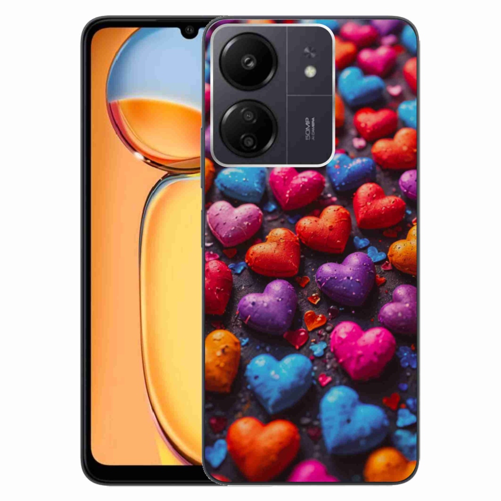 Gélový kryt mmCase na Xiaomi Poco C65/Redmi 13C - farebné srdcia