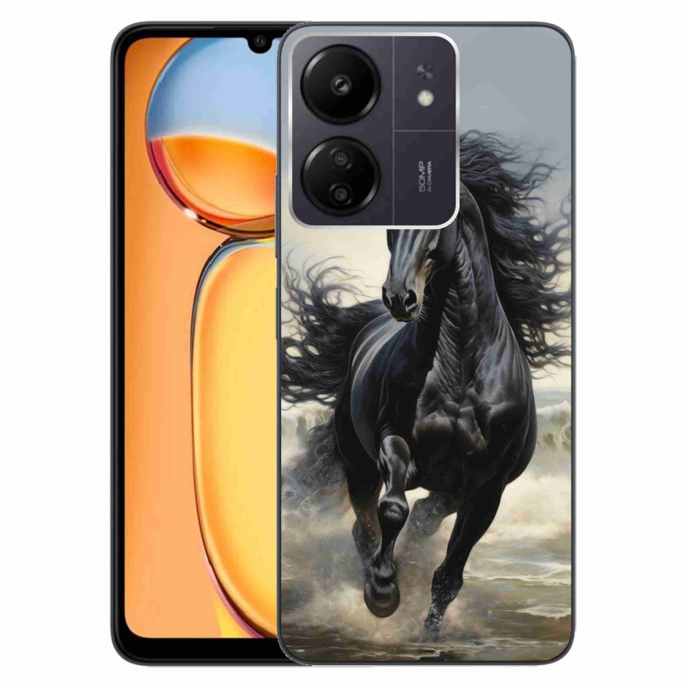 Gélový kryt mmCase na Xiaomi Poco C65/Redmi 13C - bežiaci čierny kôň