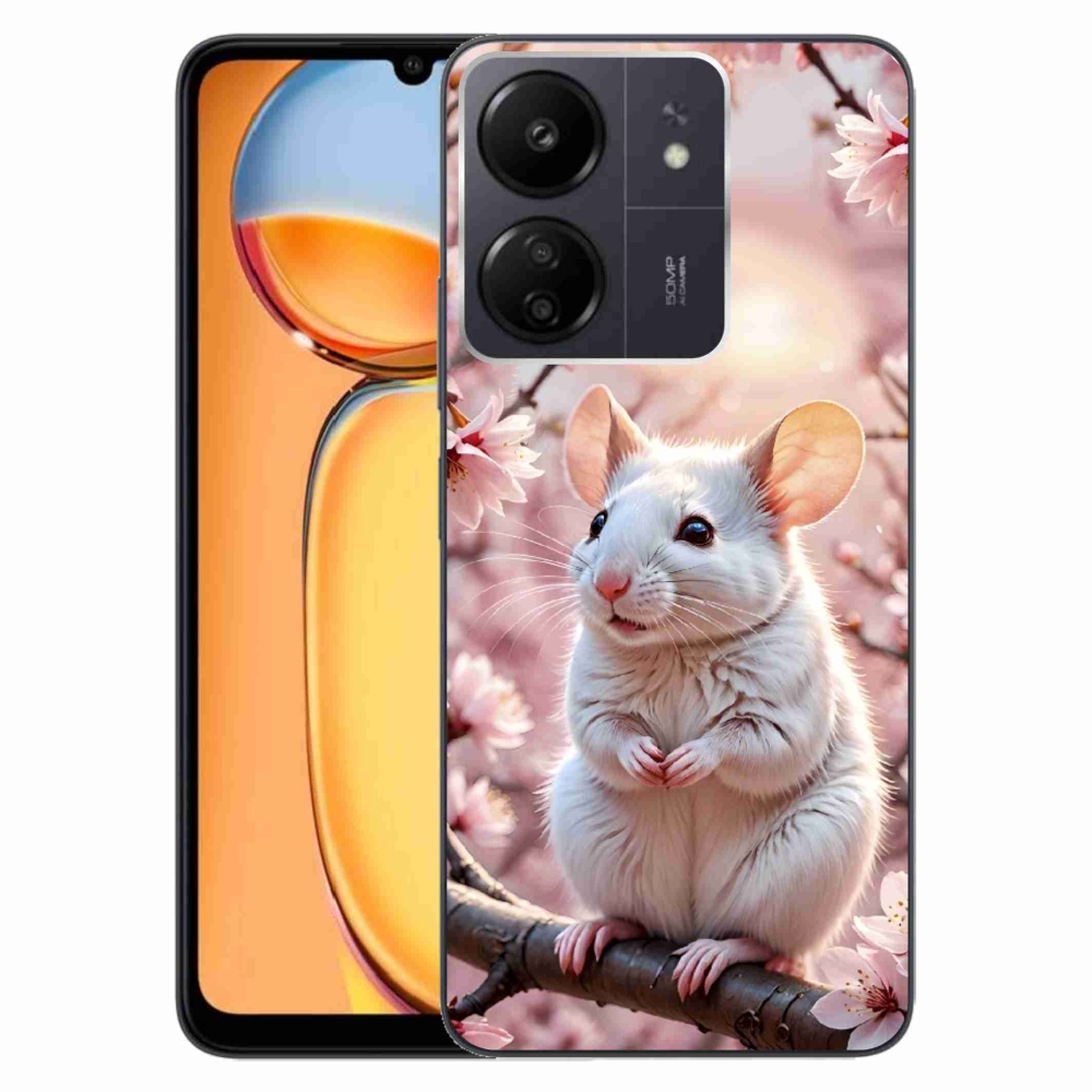 Gélový kryt mmCase na Xiaomi Poco C65/Redmi 13C - biela myš na vetve