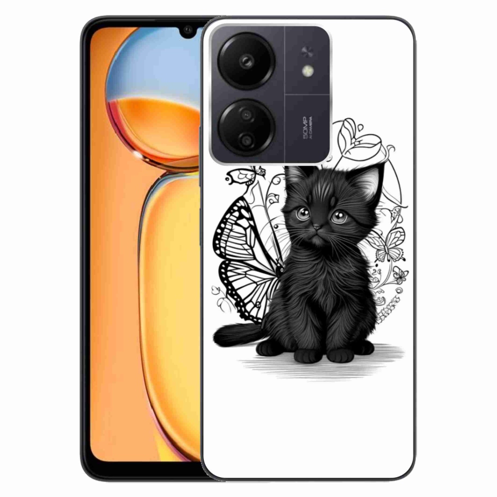 Gélový kryt mmCase na Xiaomi Poco C65/Redmi 13C - čierne mačiatko
