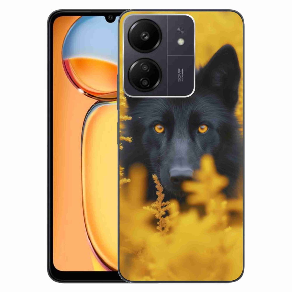 Gélový kryt mmCase na Xiaomi Poco C65/Redmi 13C - čierny vlk 2