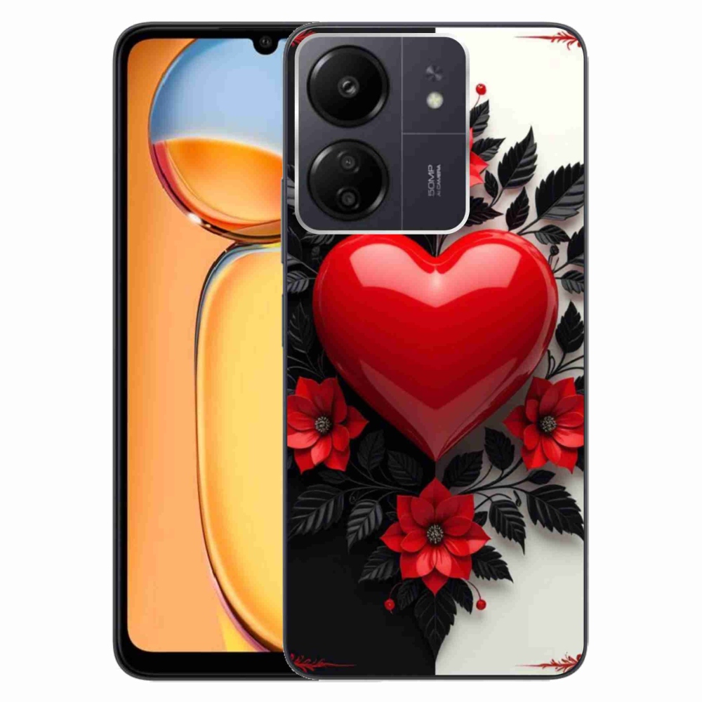 Gélový kryt mmCase na Xiaomi Poco C65/Redmi 13C - červené srdce