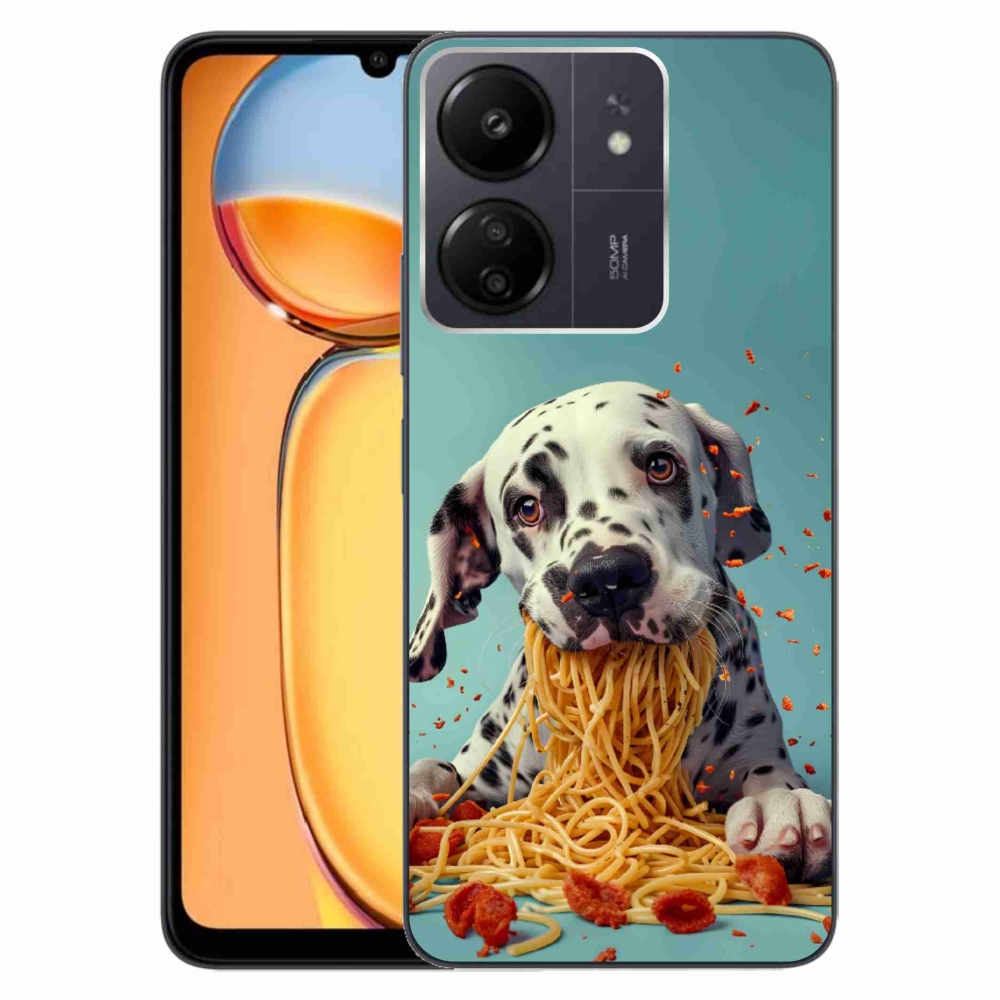 Gélový kryt mmCase na Xiaomi Poco C65/Redmi 13C - dalmatín a špagety