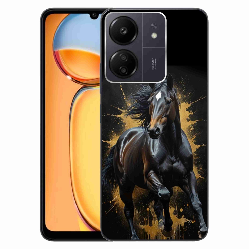 Gélový kryt mmCase na Xiaomi Poco C65/Redmi 13C - elegantný čierny žrebec