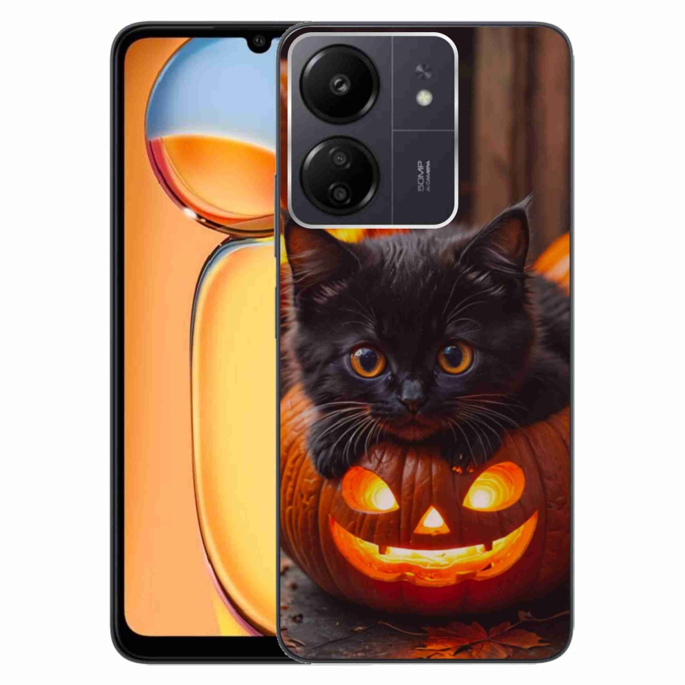 Gélový kryt mmCase na Xiaomi Poco C65/Redmi 13C - mačiatko a tekvica