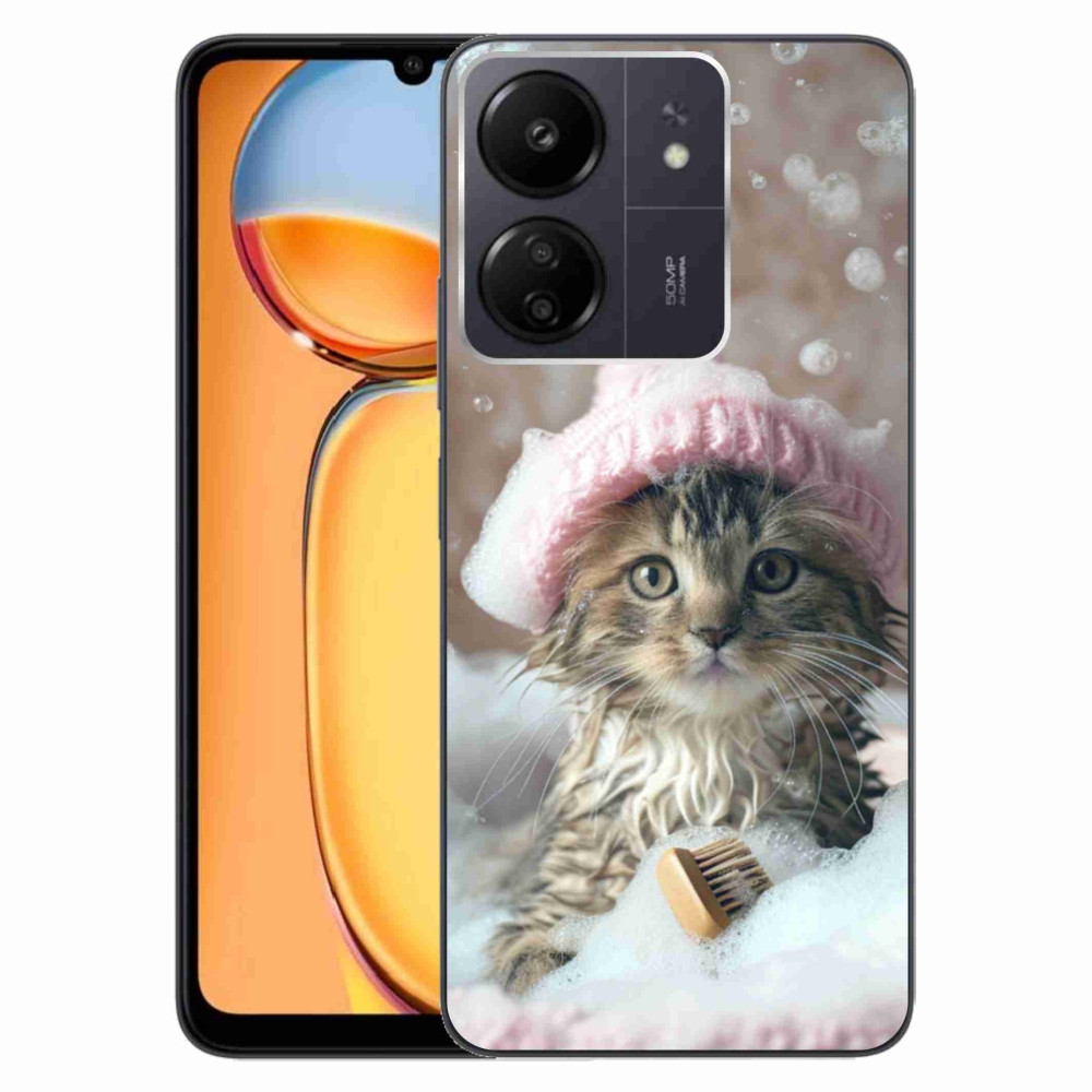 Gélový kryt mmCase na Xiaomi Poco C65/Redmi 13C - mačiatko a kúpeľ