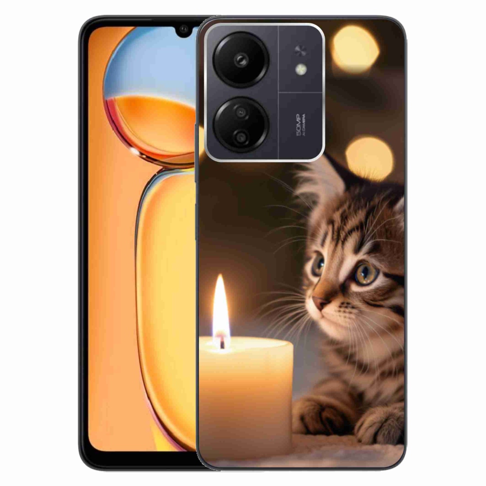 Gélový kryt mmCase na Xiaomi Poco C65/Redmi 13C - mačiatko a sviečka