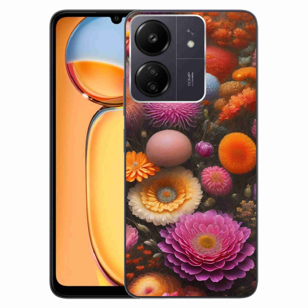 Gélový kryt mmCase na Xiaomi Poco C65/Redmi 13C - kvetinová kompozícia