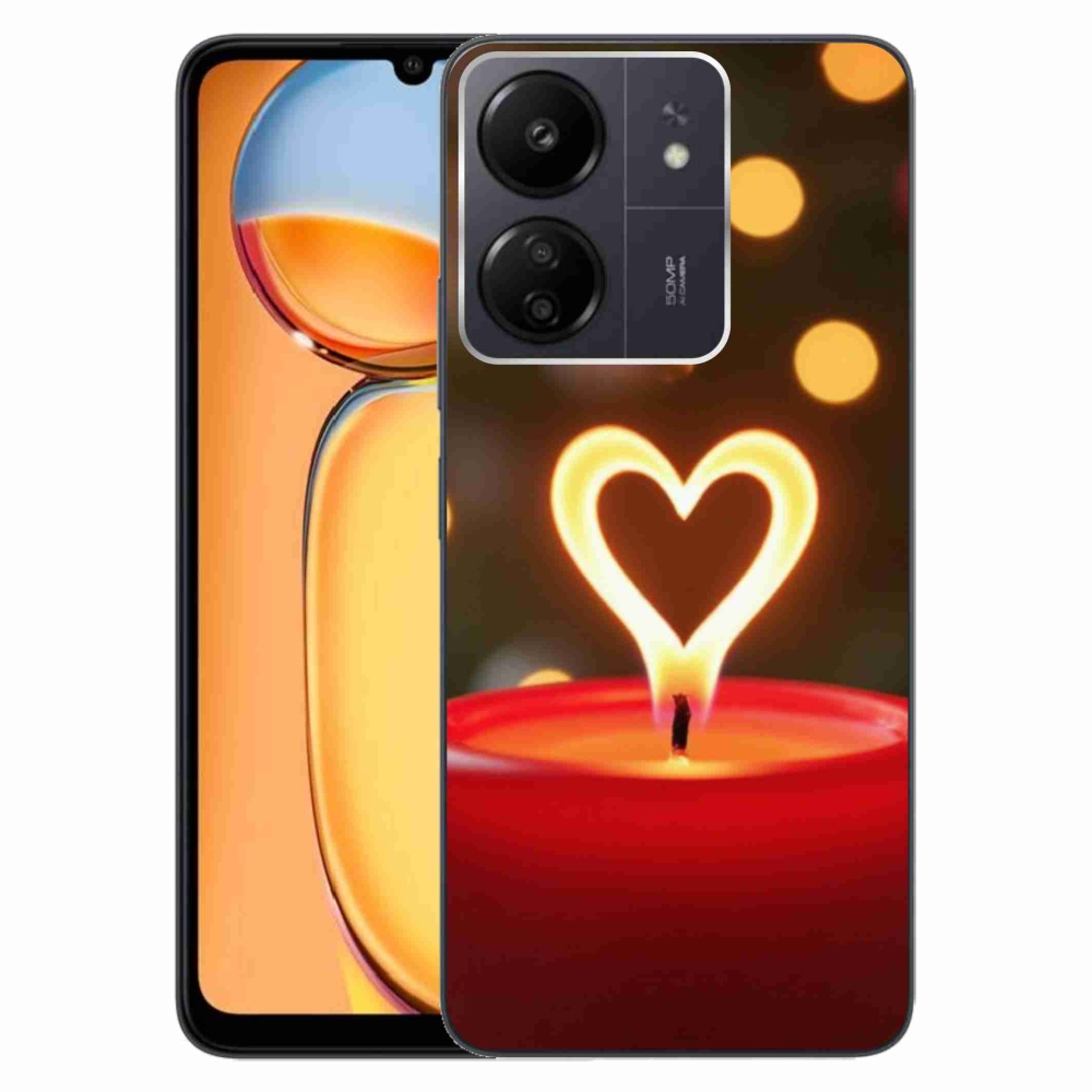 Gélový kryt mmCase na Xiaomi Poco C65/Redmi 13C - srdce z plameňa