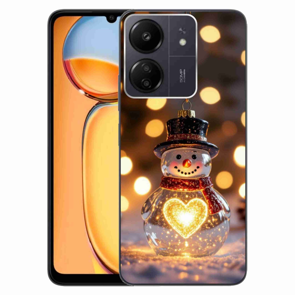 Gélový kryt mmCase na Xiaomi Poco C65/Redmi 13C - svietiaci vianočný snehuliak