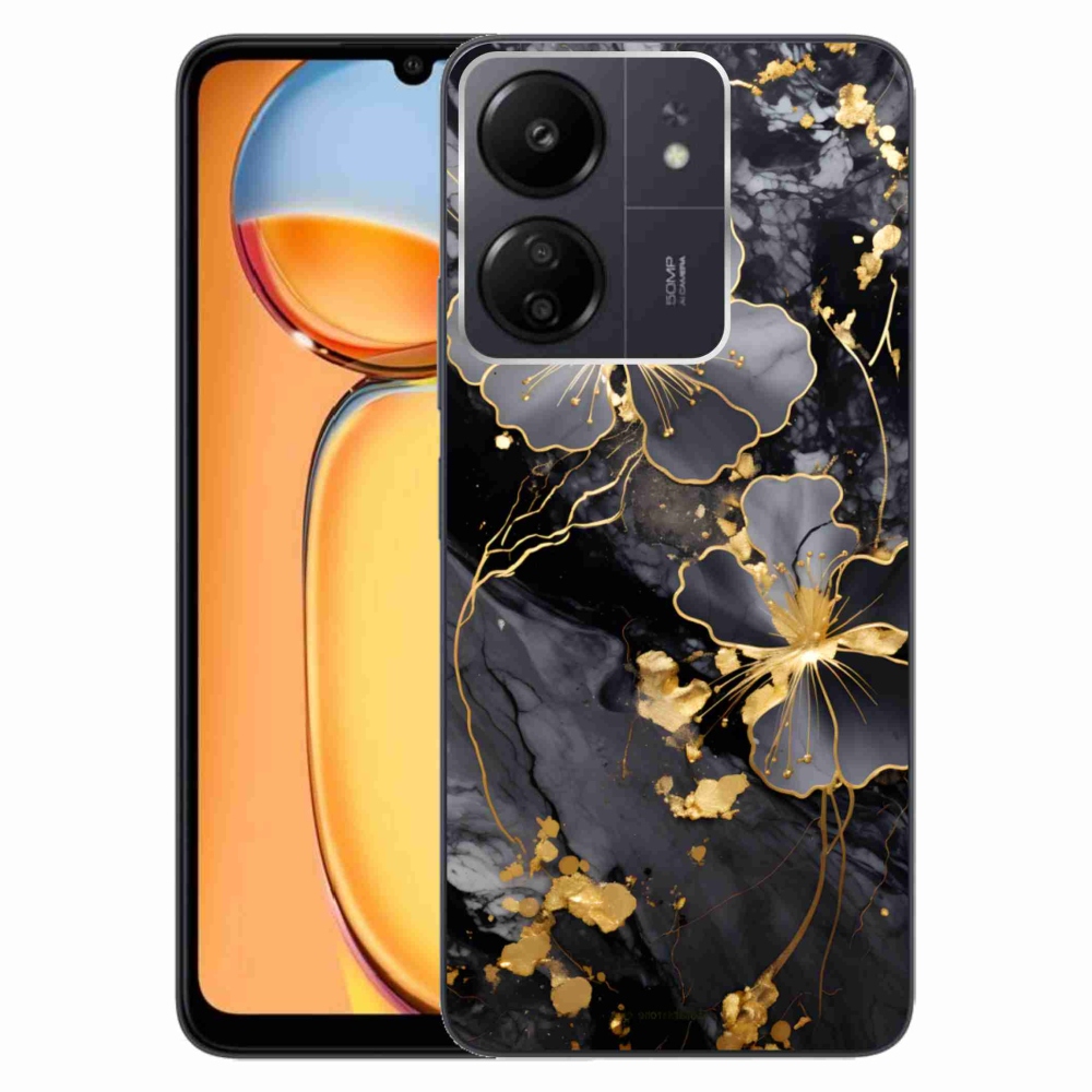 Gélový kryt mmCase na Xiaomi Poco C65/Redmi 13C - zlaté kvety