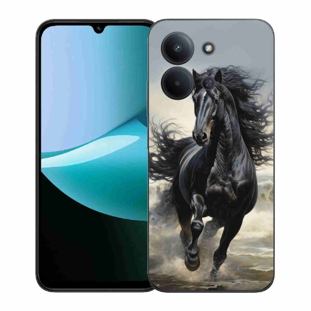 Gélový kryt mmCase na Xiaomi Poco C85 (171mm)/Redmi 15C (171mm) - bežiaci čierny kôň