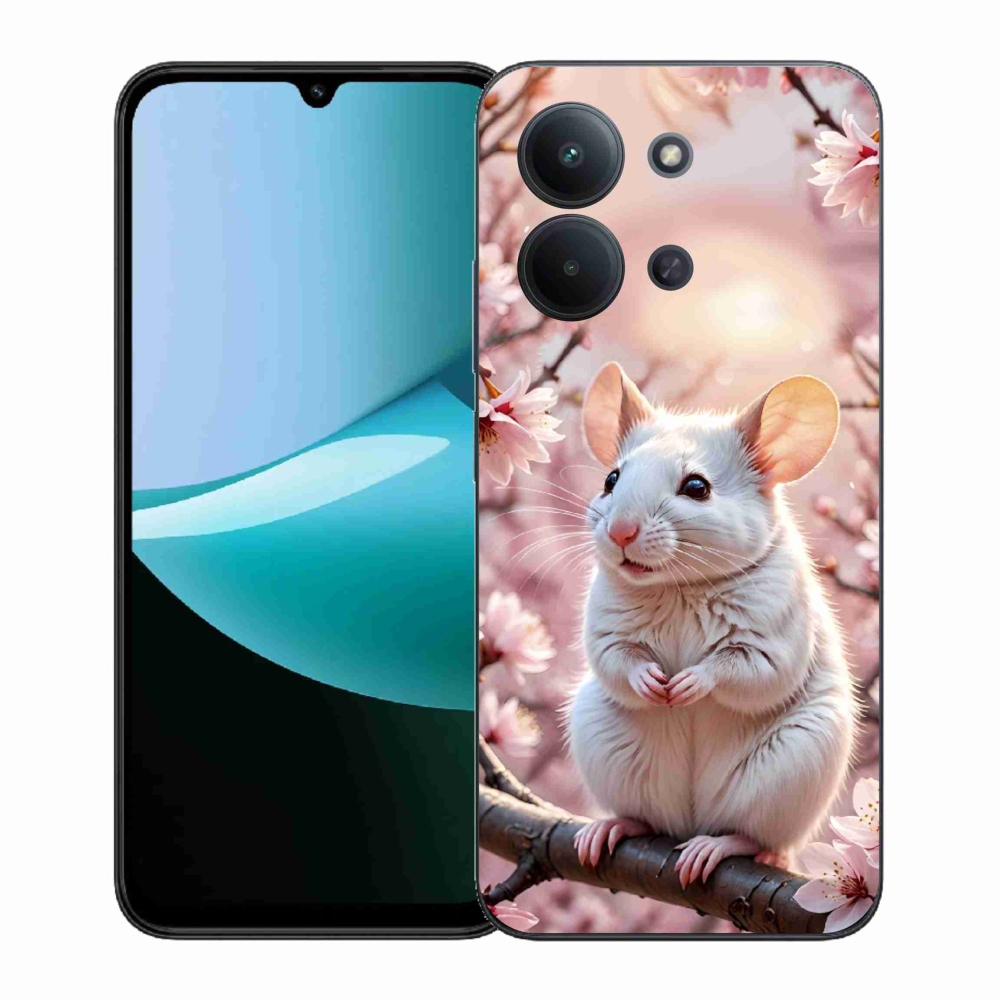 Gélový kryt mmCase na Xiaomi Poco C85 (171mm)/Redmi 15C (171mm) - biela myš na vetve