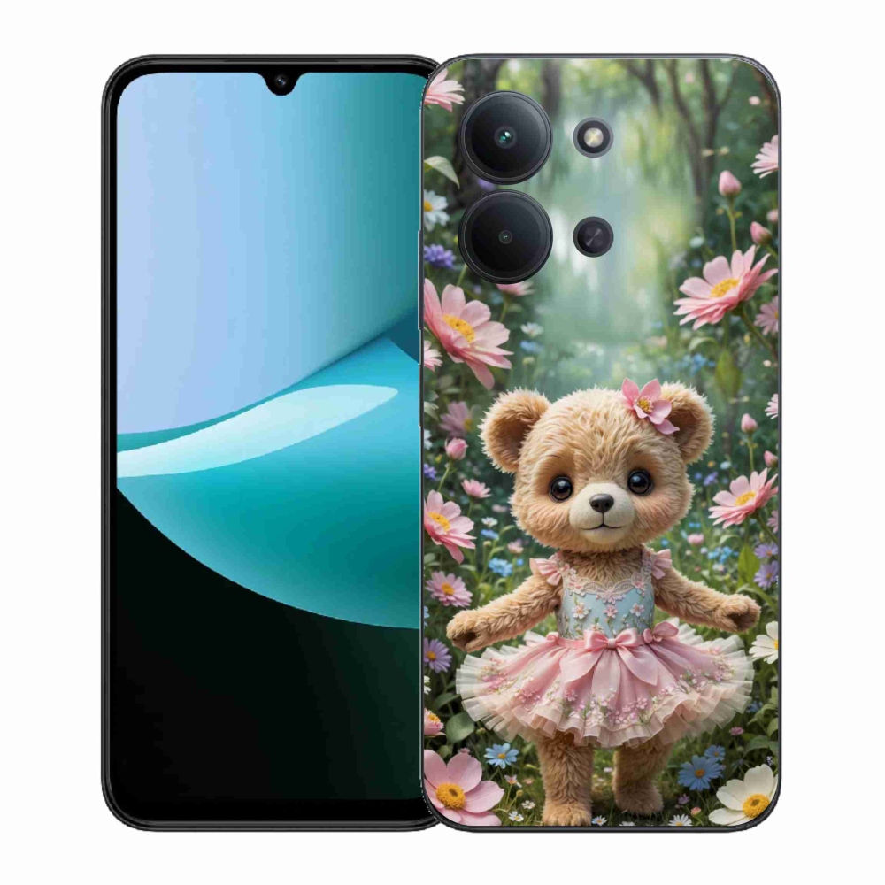 Gélový kryt mmCase na Xiaomi Poco C85 (171mm)/Redmi 15C (171mm) - roztomilý medvedík v kvetoch