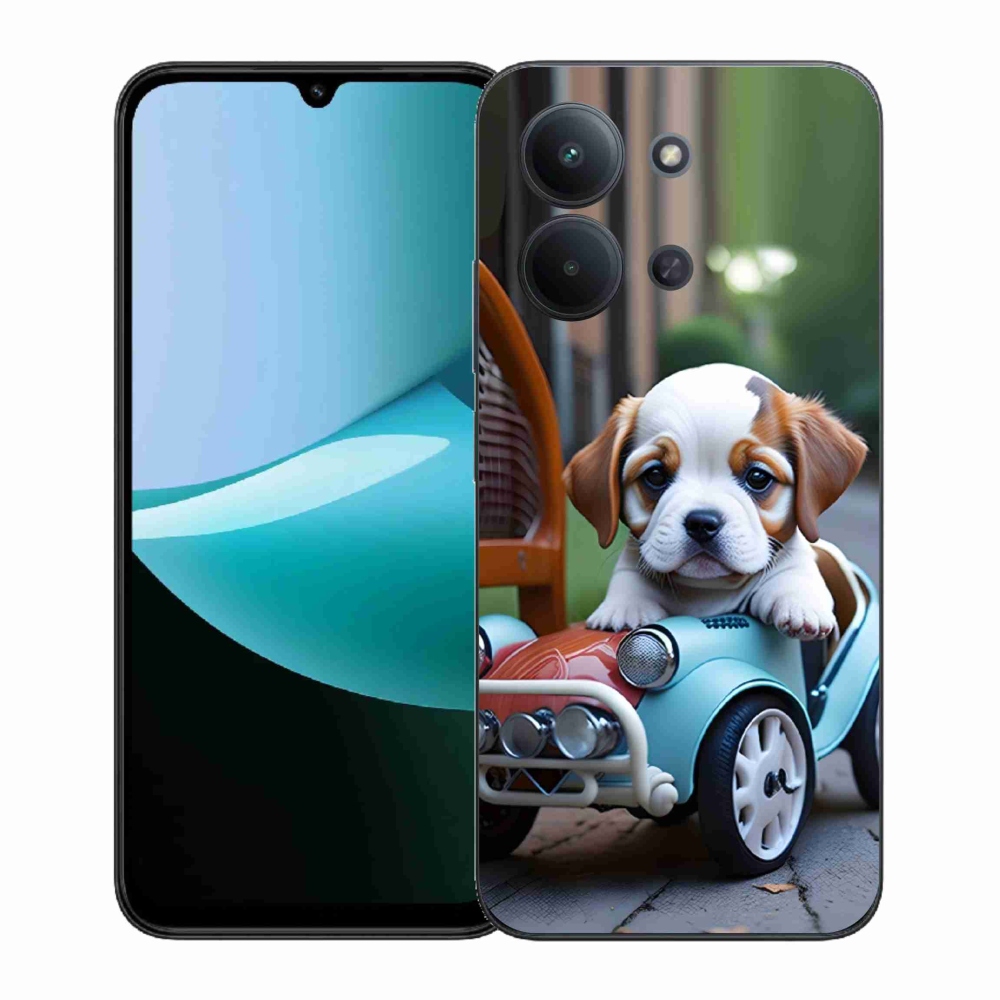 Gélový kryt mmCase na Xiaomi Poco C85 (171mm)/Redmi 15C (171mm) - šteňa v retro aute